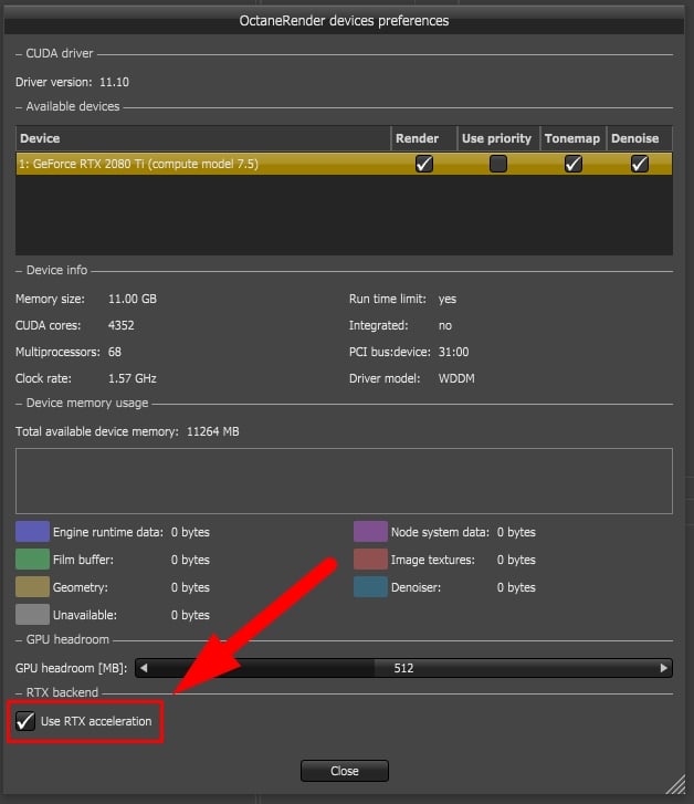 Enable RTX in GPU Render Engine Octane