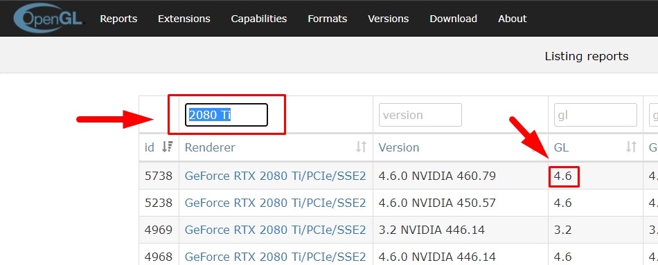 Find open GL Version of your GPU