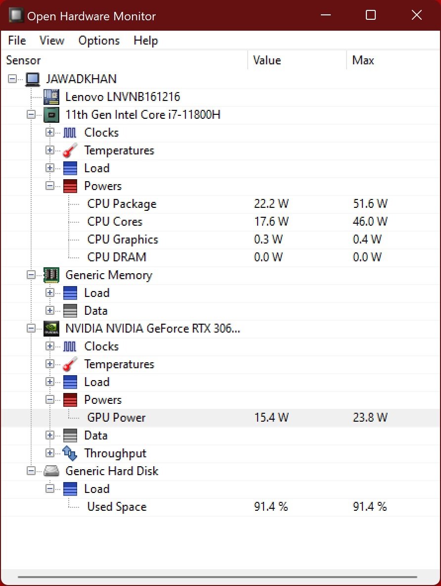 Open Hardware Monitor Screenshot