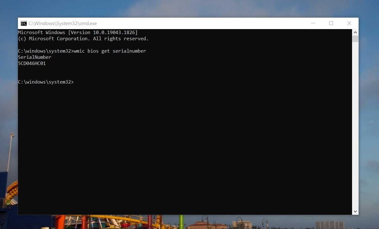 wmic bios get serialnumber