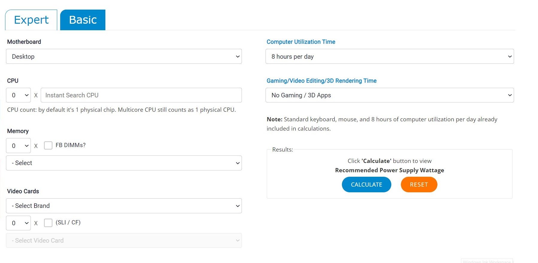 Outervision Power Supply Calculator