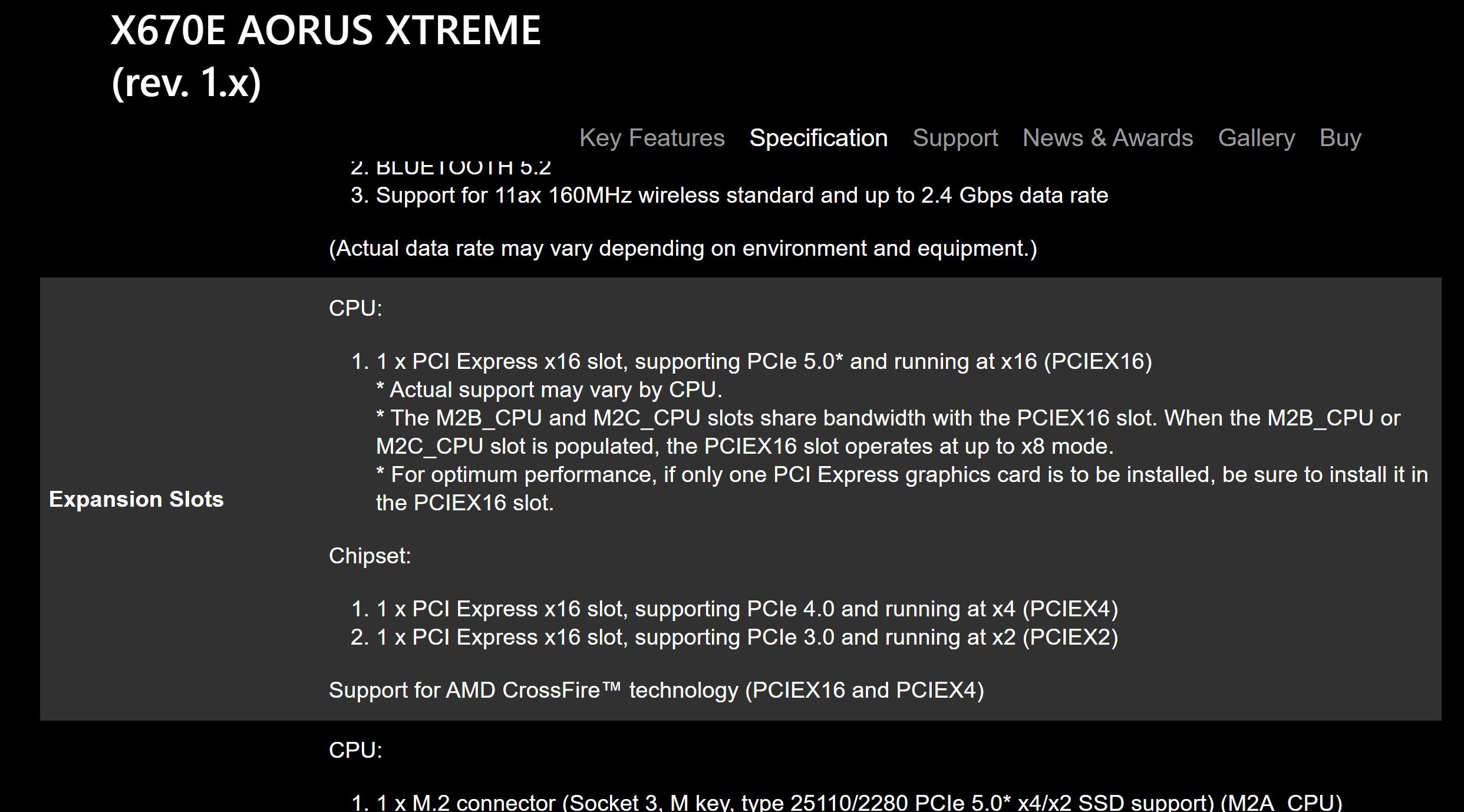 X670E Aorus Gigabyte PCIe Bandwith Sharing